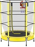 PILIN Kinder Trampolin Jumper 145 cm - Inklusive Metallfedern, Sicherheitsnetz mit Reißverschluss, Rahmenpolster - Indoor/Outdoor Kindertrampolin