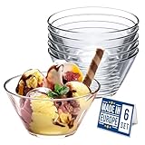 Crystalia Premium Dessertschalen Glas Set 6, 345ml, 100% BLEIFREIE Glasschalen, Glas Schüsseln, Dessertbecher, Puddingschalen Glas, Dessert Schalen Glas, Salatschüssel, Soßenschalen, Dessert Bowls
