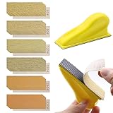 VIBRATITE 61 Stück Schleifpapier mit 90x30 mm Schleifklotz Set, Mini Schleifwerkzeuge 40/80/120/180/240/320 Sortierte Körnung Sandpepier Blatt für Schleifen und Polieren