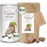Bio Criollo Edelkakao Set (Bio Roh Vegan) 250g Kakaobohnen und 250g Kakaomasse, ganze Kakaobohnen ungeröstet, Schokolade 100 Prozent Kakao Masse Kakaopaste, Zuckerfrei Organic Raw | PureRaw