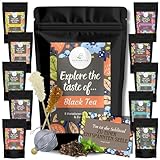 Wundertüte Schwarzer Tee Probierset - Tee Geschenkset mit 5 unterschiedlichen Schwarztees, inkl. Teeball und zwei Kandissticks, Tea Tasting Set Schwarztee, Tee Probierset, Geschenktüte Schwarz Tee