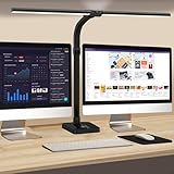 Doppelkopf Schreibtischlampe LED dimmbar,24W 80CM Schreibtischlampe groß und hell,Augenschutz desk lamp büro lampe schwarz,Schwanenhals tischlampe monitor lampe mit 25 Beleuchtungsmodi (Schwarz)