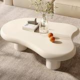 Guyii Cloud Couchtisch, moderner weißer Couchtisch für Wohnzimmer, niedlicher unregelmäßiger Teetisch für den Innenbereich, mit 3 Beinen, einfache Montage (Weiß, 117,8 cm)