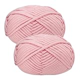 Häkelgarn Baumwolle Wolle zum Häkeln Chenille 2x50g Häkelwolle,Crochet Yarn Dickes Baumwoll-Nylon-Mischgarn Häkelgarn für Anfänger Rosa Garn