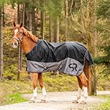 SUNRIDE Winterdecke 100g für Pferde (Stockholm) - mit Unterdecken kombinierbar - wasserdicht - 3.000mm Wassersäule - extrem atmungsaktiv - 1200D - schwarz (155 cm)