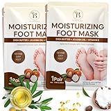 Weichmachende Fußmaske, Fussmaske Socken, Feuchtigkeitsspendende Anti Hornhaut Socken, mit Sheabutter, Jojobaöl & Vitamin E, Foot Mask Socks für weiche Füße & Trockene Füße (2 Paar)