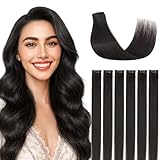 SEGOHAIR Clip in Extensions Echthaar, 6 Stücke Single Clip Highlights Hair Extension Glatt Haarverlängerung Natürlich für Frauen Damen Natürliches Schwarz#1B,35cm 36g