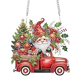 DCIDBEI Diamond Painting Girlande Weihnachten 24x22cm Diamant Painting Anhänger Diamond Painting Fensterbilder mit Kette Wandbehang Kits für Weihnachten Malen nach Zahlen Ornamente Zwerge und Autos