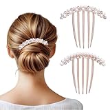 2 Stück Perlen Haarkämme zum Stecken Strass Haarkamm U-Form Haargabel Kristall Haar Steckkamm Damen Haare Gold Haarschmuck Braut Seitenkämme Schmuck Vintage Kopfschmuck für Frauen Braut Hochzeit