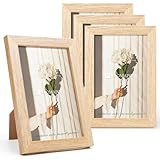 Kromapolis 4 Stück Kleine bilderrahmen,Umweltfreundlich MDF Rahmen 10x15 cm, Drehverschluss Rückwand, hochwertiges Acrylglas, Eichenoptik