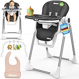 KIDUKU® Hochstuhl Baby 3in1 mit Neugeborenenaufsatz + Lätzchen, Spielbogen & Tisch | Kinderhochstuhl klappbar mit Liegefunktion | Kombihochstuhl höhenverstellbar | Babystuhl mitwachsend 0-36 Monate