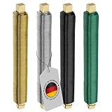 ECENCE 4X Blumendraht verzinkt, 0,65mm Wickeldraht lose auf Holzwickel, Gartendraht zur Befestigung von Blumen und Pflanzen, Bindedraht Garten 35m/38,3yd Farbe Gold, Silber, schwarz, grün