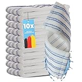 HELOME 10x Microfaser Wischbezüge mit Abrasiv-Streifen – Profi Ersatz-Bezüge für 40 cm Mopphalter – Wischmopp Ersatzbezug ideal für Parkett, Laminat, Fliesen UVM