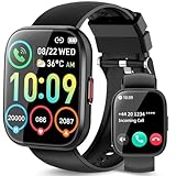 Smartwatch Herren Damen, 1,85' HD Touchscreen Smart Watch mit Telefonieren, 112 Sportmodi Fitnessuhren mit Herzfrequenzmonitor/Schlafmonitor/Schrittzähler, IP68 Sportuhren für Android iOS, Schwarz
