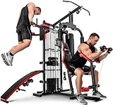 Hop-Sport HS-1054K Kraftstation für Zuhause - Fitnessstation mit 3 Stationen + 72 kg, inkl. Boxsack, Boxhandschuhe und Kurzhanteln (2x1,5kg)