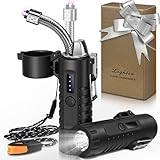 Lafagiet Elektrisches Feuerzeug, USB C wiederaufladbar, mit LED-Batterieanzeige, Taschenlampe, 360° flexibel Lichtbogen Feuerzeuge für Kerze, Camping, Outdoor-Abenteuer