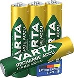 VARTA Batterien AAA, wiederaufladbar, 4 Stück, Recharge Accu Phone, Akku, 800 mAh Ni-MH, sofort einsatzbereit, geeignet für schnurlose Telefone