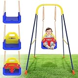 FIVMEN Babyschaukel Outdoor Indoor Kinderschaukel 3 in 1 Höhenverstellbar mit Abnehmbar Schaukelsitz und Schaukelgestell Baby Schaukel Baby Swing für Kinder von 6 bis 36 Monaten