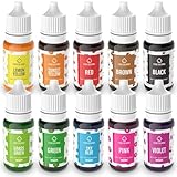 Jelife Lebensmittelfarbe 10x10ml Hochkonzentriert Lebensmittelfarbe Flüssig für Backen, Kuchen, Macaron, Kekse, Kuchendekoration Backen Farbe Glutenfrei Zuckerfrei Halloween Dessert
