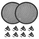 QUARKZMAN 2 Stück Lautsprechergrill 6,6 Zoll Metallgitter Subwoofer Lautsprechergrill Waffel Schutzabdeckung für Zuhause, Auto-Audiosystem mit 8 Stück Grillklammern und 8 Stück Schrauben