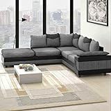 Amazing Sofas Großes graues Ecksofa GROSSE DINO-KORNER-SOFA-GRAU-SCHWARZ LEFT-HAND-SCHAUM Feuerbeständig nach britischen Standards Schaumstofffüllung Sitze für Komfort
