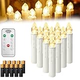YRHome 10er LED Weihnachtskerzen Kabellos Warmweiß Kerzen mit Timer Fernbedienung Flammenlose Christbaumkerzen Feiertag für Partys,Weihnachtsbaum,Hochzeit, Hochzeitsdeko,Geburtstags (mit Batterie)