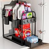 GEMWON Küchen Organizer, 2 Etagen Unter Waschbecken Regal mit 4 Haken &2 Tassen, Spülschrank Organizer, Badezimmer Organizer, Schrank Organizer, Ordnungssystem für Küche,Haushalt & Wohnen