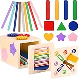GAGAKU Montessori Spielzeug ab 1 Jahr Steckspiel Set, Holz Lernspielzeug mit drehbaren Zahnrädern Farben Formen Sortieren, Baby Spielzeug 1-3 Jahre, Montessori Material, Geschenk für Jungen/Mädchen