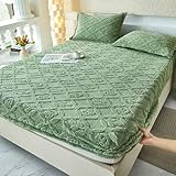 Flanell-Spannbetttuch, Milchsamt, Flauschig Matratze Schutzbezug Atmungsaktive für Boxspringbett Topper Matratze bis 30 cm Hohe(Green,120 * 200cm)