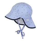 Sterntaler Schirmmütze Nacken Anker - Baby- und Kinder Mütze mit Nackenschutz, Ohrenklappen und Bindeband - UV-Schutz 30 Sonnenmütze mit Futter aus Batist (Bio) - Kopfbedeckung - himmel, Größe 39