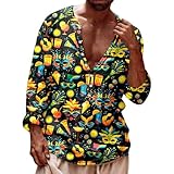 2026 St. Patricks Day Herren-T-Shirt für Frühling und Sommer, Knopfleiste, langärmelig, Revers, Allover-Druck, Feiertagsfeier, Größe 2, mehrfarbig, L