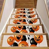 Eslifey Halloween-Treppenläufer mit Luftballons, Kürbis-Motiv Jack O Ball, für Holzstufen, 15 Stück, 76,2 x 20,3 cm, rutschfest, für den Innenbereich, Treppenläufer für Hunde, Kinder, ältere Menschen