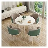 ASumPio Büro-Konferenztisch, Café-Balkon-Wohnzimmer, Einfacher Runder Esstisch, Freizeittisch, Bürotisch- Und Stuhlset, Business-Couchtisch, Runder Esstisch Mit Pu-Ledersit,D-One Size