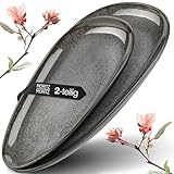 Moritz & Moritz VIDA Servierteller Set Anthrazit - 2x Große Teller aus hochwertigem Porzellan, Modern & Zeitlos, Mikrowellen- & Spülmaschinengeeignet - Perfekt für Salate, Grillfleisch, Snacks & mehr