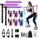 Fokky Fitnessbänder Pilates Bar Set, Fitnessgeräte für Zuhause mit 6 Resistance Bands (20/30/40 Lbs), Widerstandsbänder mit Türanker, Pilates Set für Fitness, Yoga, Kraftraining, Dehnung