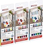 edding 4200 Porzellan-Pinselstift (auch für Glas und Keramik) - 3x Farb-Set mit 6 Farben - Porzellan-Brushpen zum Bemalen und Beschriften von Geschirr, Tassen und ofenfestem Glas