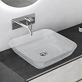 Mai & Mai Waschbecken Glas Aufsatzwaschbecken Glaswaschbecken Handwaschbecken Rechteckig Waschschale Transparent BxTxH 40x40x11 cm Minerva03