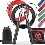 Professionelle Springseil Crossfit TALAFIT | verstellbares Fitness-Springseil | Springseil | Boxseil | Springseil mit Hochgeschwindigkeits-Kugellager | Inklusive Tasche (Schwarz) (Schwarz)