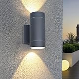 EBION 1 Stück AußEnwandleuchten GU10,Aussenlampe AußEnlampe Wand Wandleuchte Aussen IP54 Wasserdichte, Up And Down Leuchten Aussen,Anthrazit, Aluminium (Ohne Leuchtmittel)