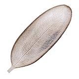 Flanacom Premium Dekoschale aus Holz - Tisch-Deko mit Verzierungen - Design Holz-Schale - Wohnaccessoires - Robustes Deko-Tablett - Obst-Schale - Moderne Deko Wohnzimmer - ca. 40 x 13 cm - Blatt Beige
