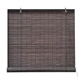 Victoria M. Bambusrollo Sonnenschutz Sichtschutz Rollo Seitenzugrollo, für Fenster und Türen, Blickdicht, 60 x 160 cm, Dunkelbraun