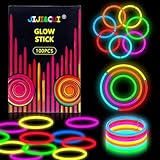 JIJI&CUI Super Bright 100 Leuchtstäbe Knicklichter Set,Neon Leucht-stäbe Par-ty Pack,Leuchtspielzeug für Kinder Leuchtarmbänder, Neon-leuchtendes dunkle Party Supplies Leuchtstäbe für Party