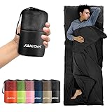 JAICOM Hüttenschlafsack, Ultraleichter Seideschlafsack für Reise, 2in1 Hüttenschlafsack, Bequemer und Weicher Schlafsack kleines Packmaß aus Mikrofaser, Ideal für Rucksackreise, Hotels