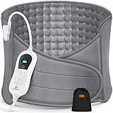KESSER® Heizkissen elektrisch für Bauch und Rücken Inkl. Tasche - Heizgürtel mit 3 Temperaturstufen & Abschaltautomatik - Wärmegürtel mit verstellbarem Band und Klettverschluss Grau