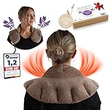 MAYSON® Kirschkernkissen Nacken Schulter für Mikrowelle - Körnerkissen mit Lavendel - Wärmekissen XXL mit Stehkragen - Aromatherapie für Entspanung