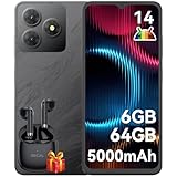 OSCAL Flat 2C Handy Ohne Vertrag | Android 14, 6GB RAM + 64GB ROM, 2TB TF | Octa-Core, 6,56” HD+, 5000mAh Akku, 13MP+8MP Kamera Smartphone Günstig Neu | Dual SIM, Simlockfrei, GPS, 2 Jahre Garantie