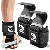 DMoose Fitness Gewichtheberhaken für Männer & Frauen (Paar) - 8 mm dicke Handgelenkpolster - Gewichthebergriffe für Powerlifting, Shrugs, Rows & Deadlift Support - Gym Lifting Straps mit Pull Up Hooks