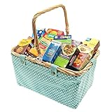 tanner DER KLEINE KAUFMANN TANNER Deco - Einkaufskorb, Mint, Stoffkorb mit Punkten und Inhalt, Zubehör für Kaufmannsladen, lebensmittelechtes Design, 4015.9