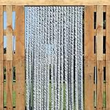 Trente Katzenschwanzvorhänge Flauschvorhang Grau, Verschiedene Größen, Türvorhang Wohnmobil, Fadenvorhang Balkontür 90 x 220 cm