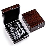 Premium Holz-Geschenkbox mit Dekanter-Set – 2 Steingläser, Kristallkaraffe, Bourbon, Whiskey, Geschenke für Männer, Vater, Vatertag, Geburtstag, Hochzeiten, Trauzeugen, Geschenkideen